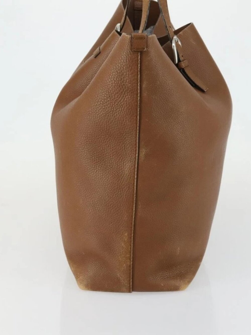 GUCCI Tote Bag Leather Brown Silver Auth - Picture 4 of 16